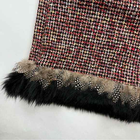 Dizzy Lizzie Tweed Feather Trim Skirt Size 10 - Picture 2 of 10